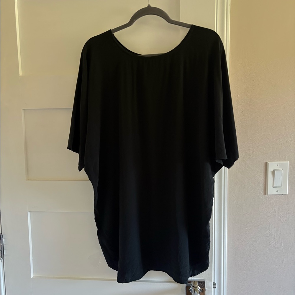100% silk oversized tunic top black